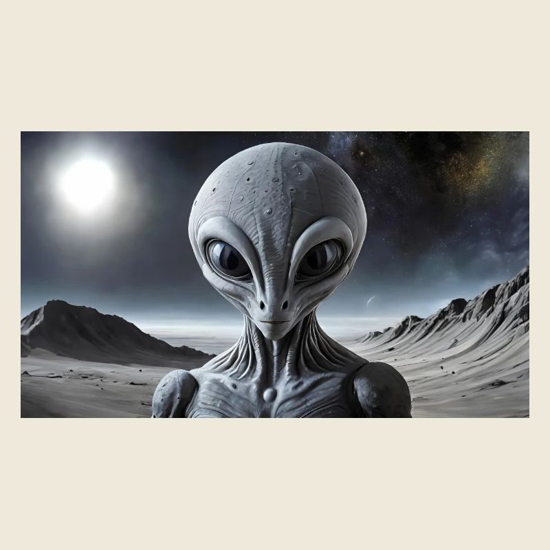 extraterrestre gris sur la surface de la lune – portrait