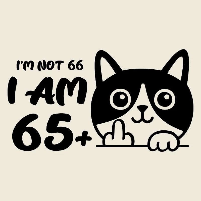 Ich bin nicht 66, ich bin 65 plus 1 Mittelfinger Katze Flip