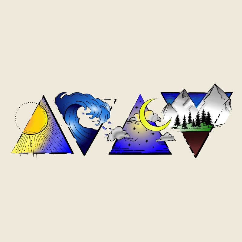 four elements coloured landscape