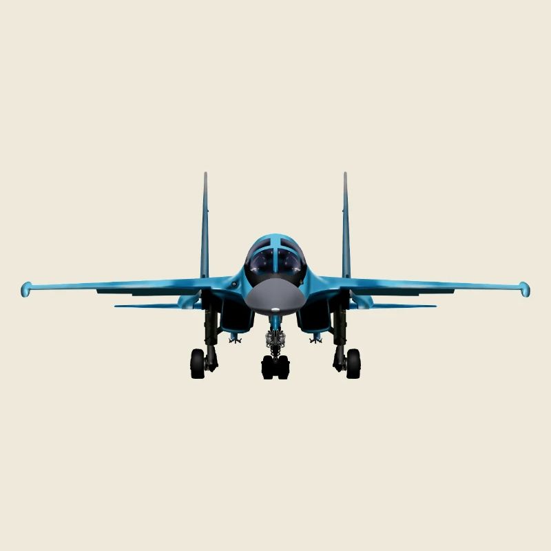 Blauer Kampfjet Frontansicht