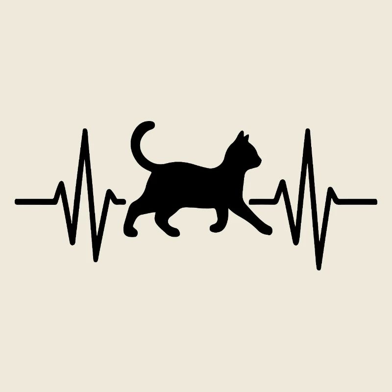 Battement de cœur de chat - conception minimale d’art au trait pour chat.