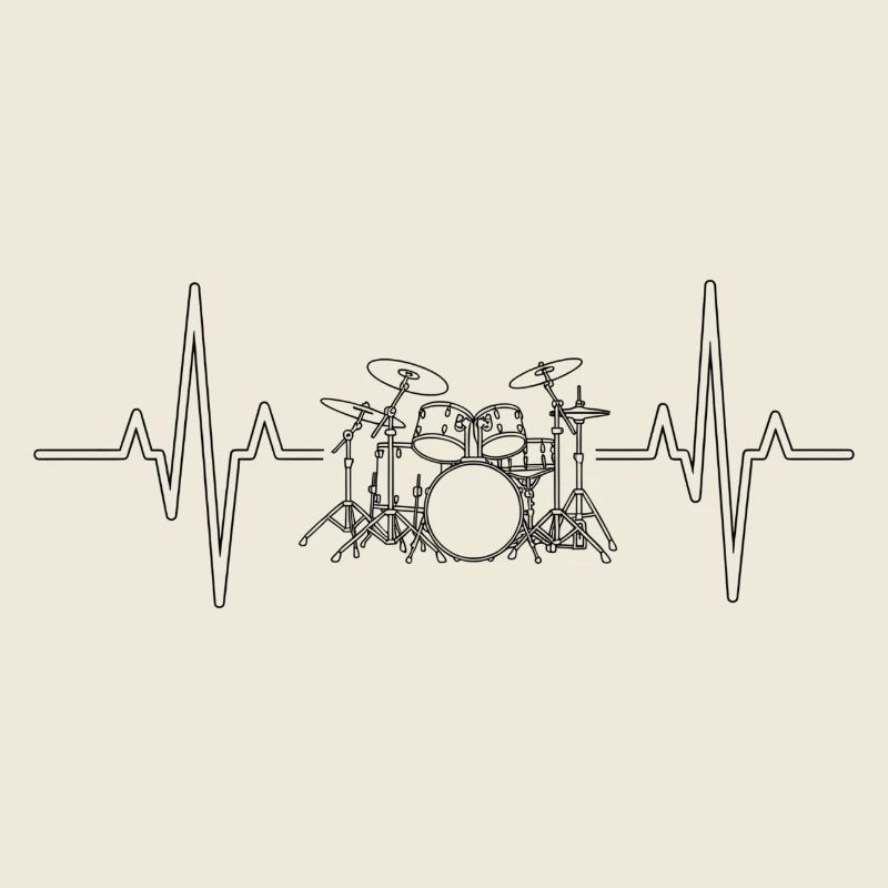 Herzschlag Drumset Silhouette Drummer Heartbeat 