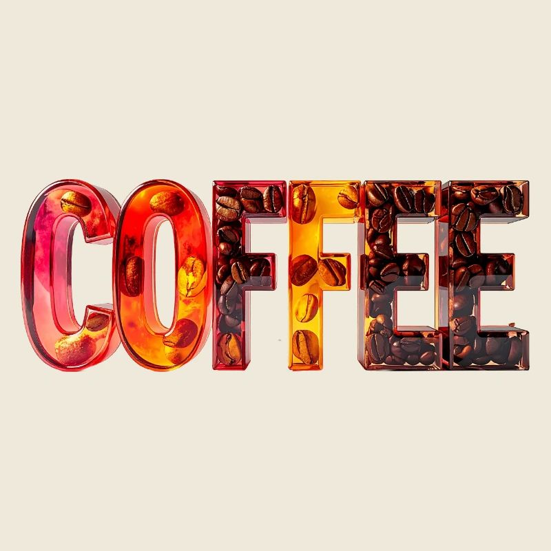 COFFEE – Glasbuchstaben mit Kaffeebohnen