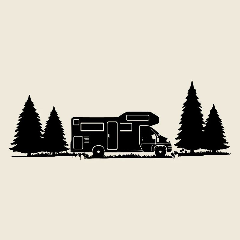 Shadow Camper in Forest with Spruce