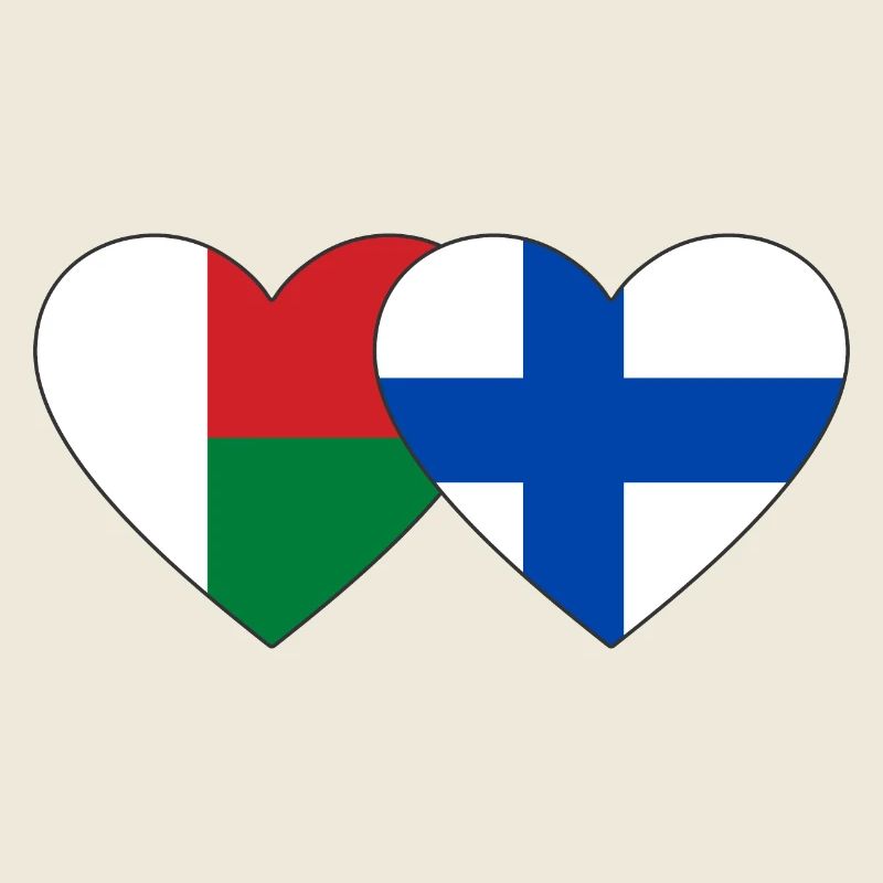 Madagascar Finlande Drapeau du Cœur