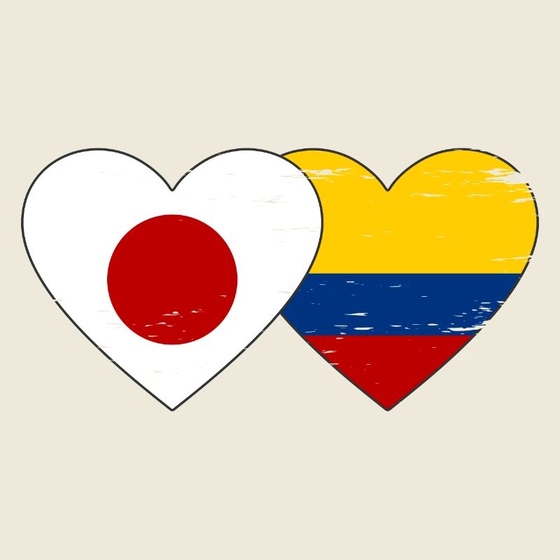 Japon Colombie Drapeau Coeur Utilisé