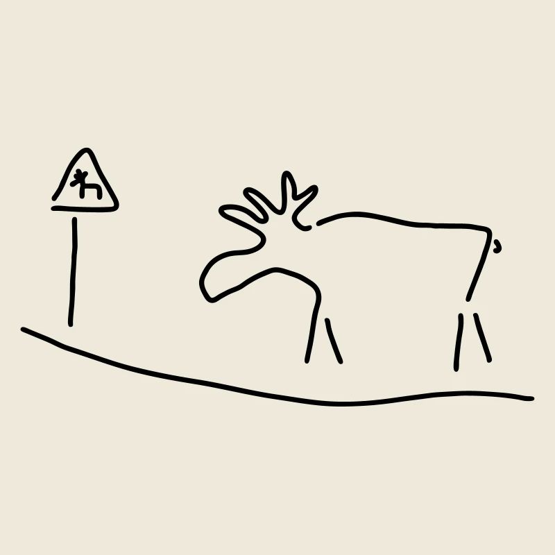 elch mit warnschild