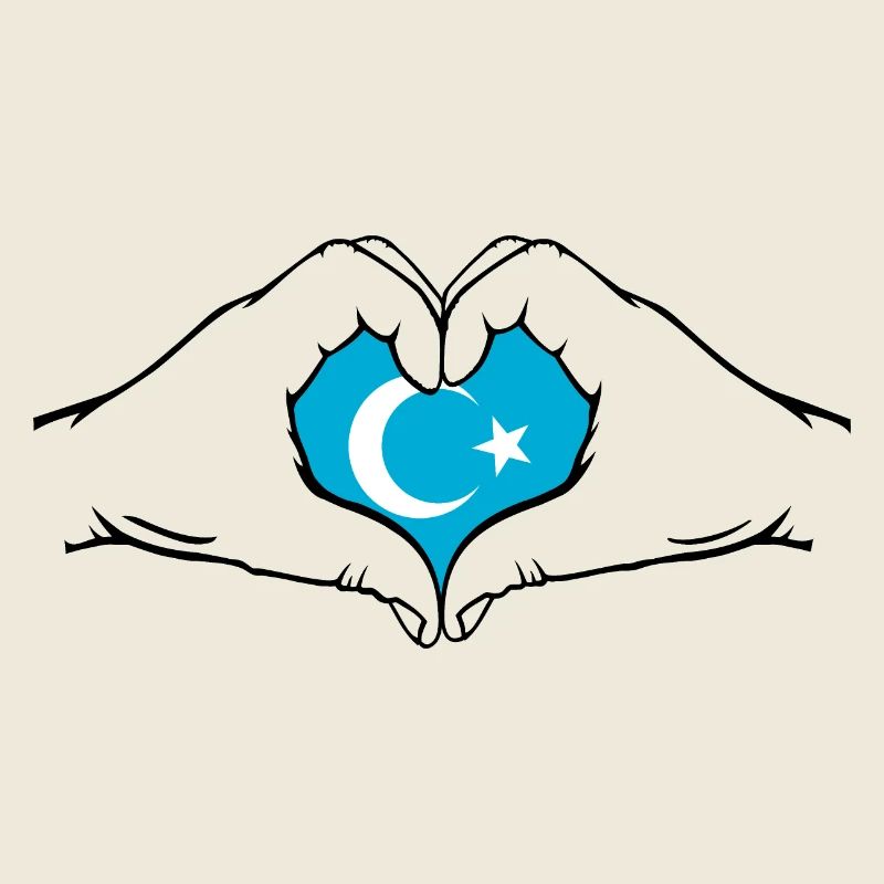 Uyghur Flag Heart Shape