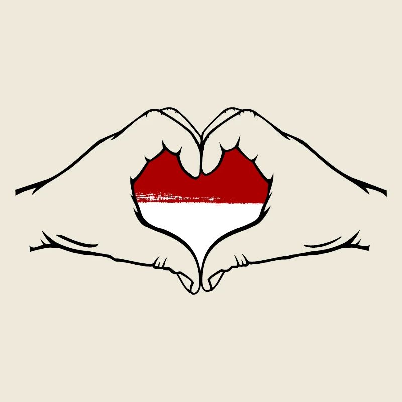 Indonesien Flagge Herzform