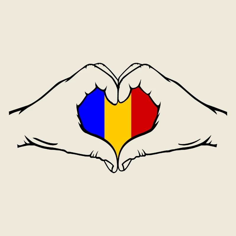 Roumanie Drapeau Coeur Forme