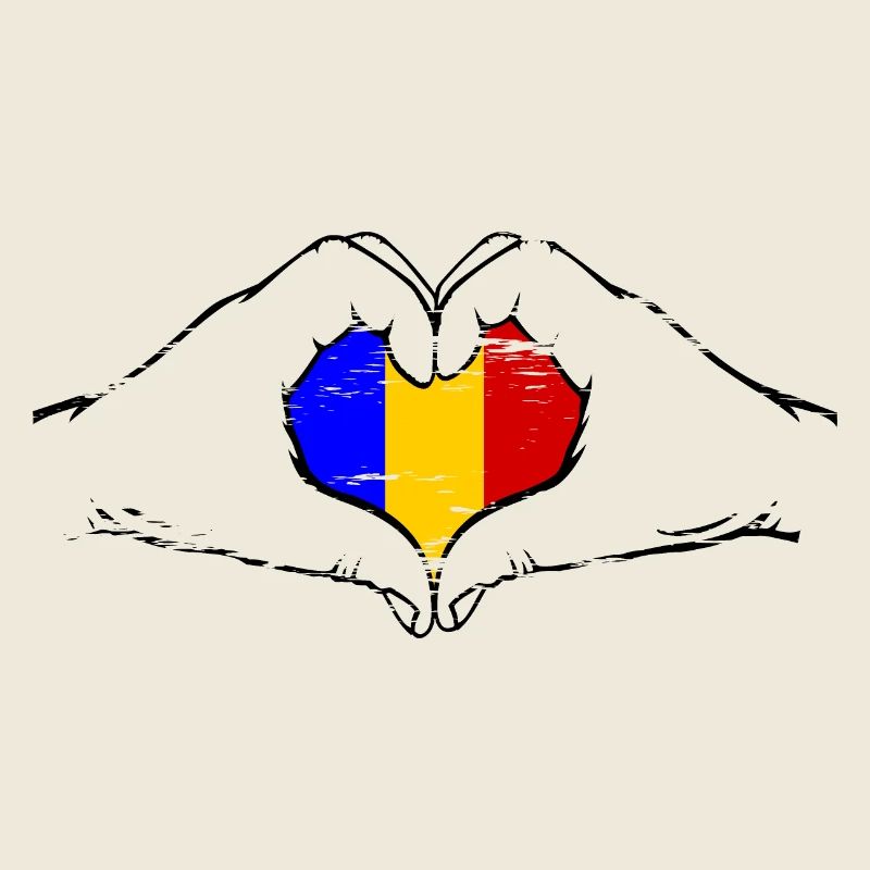 Drapeau de la Roumanie en forme de coeur utilisé