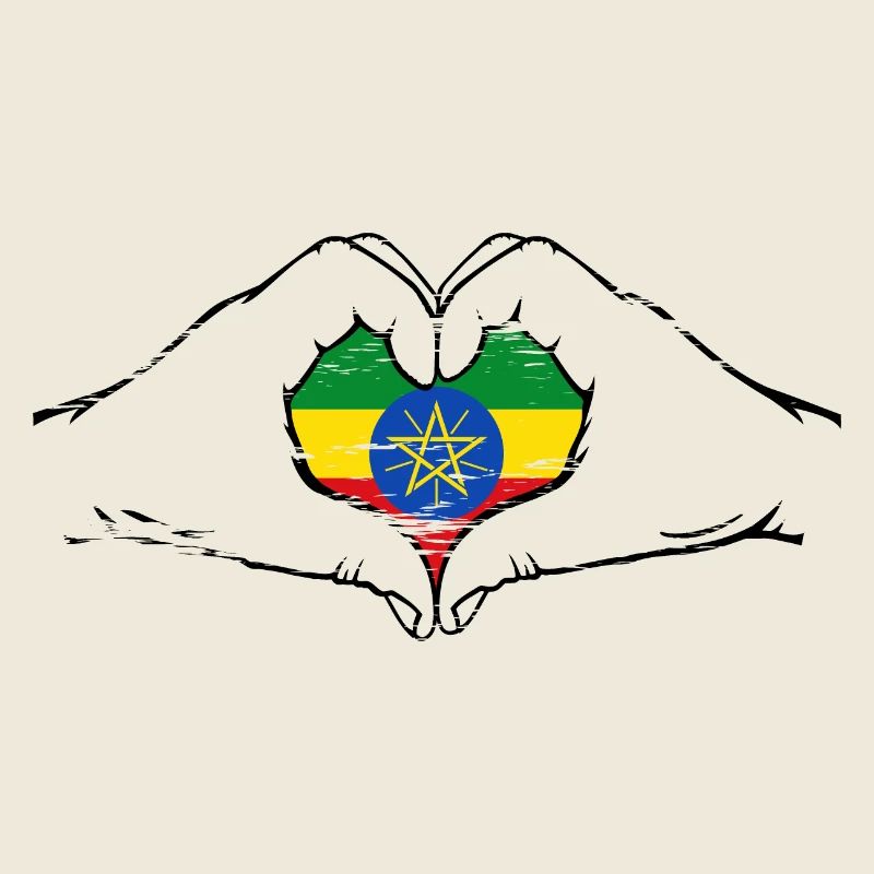 Drapeau de l’Ethiopie en forme de coeur utilisé