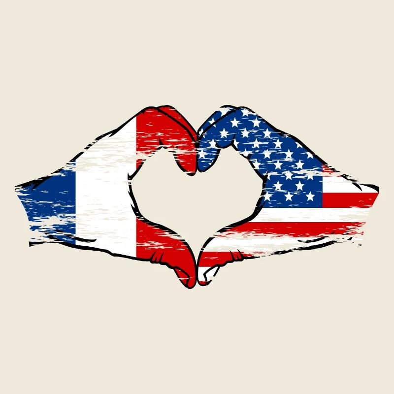 Frankreich USA Herzform mit Hände used
