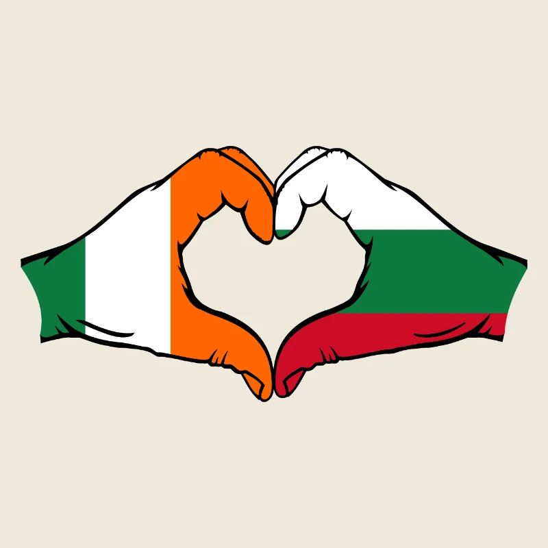 Ireland Bulgaria Flag Hands Heart Shape