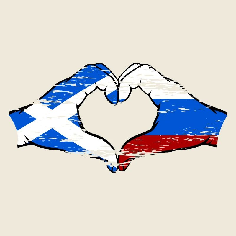 Ecosse Russie Drapeau Mains Coeur Forme D’occasion
