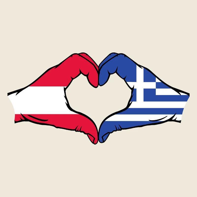 Autriche Grèce Drapeau Mains Coeur Forme Utilisé