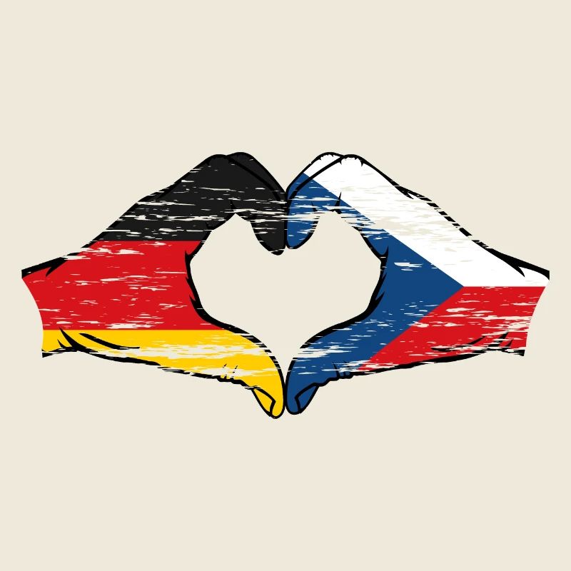 Allemagne République tchèque drapeau mains forme de coeur utilisé