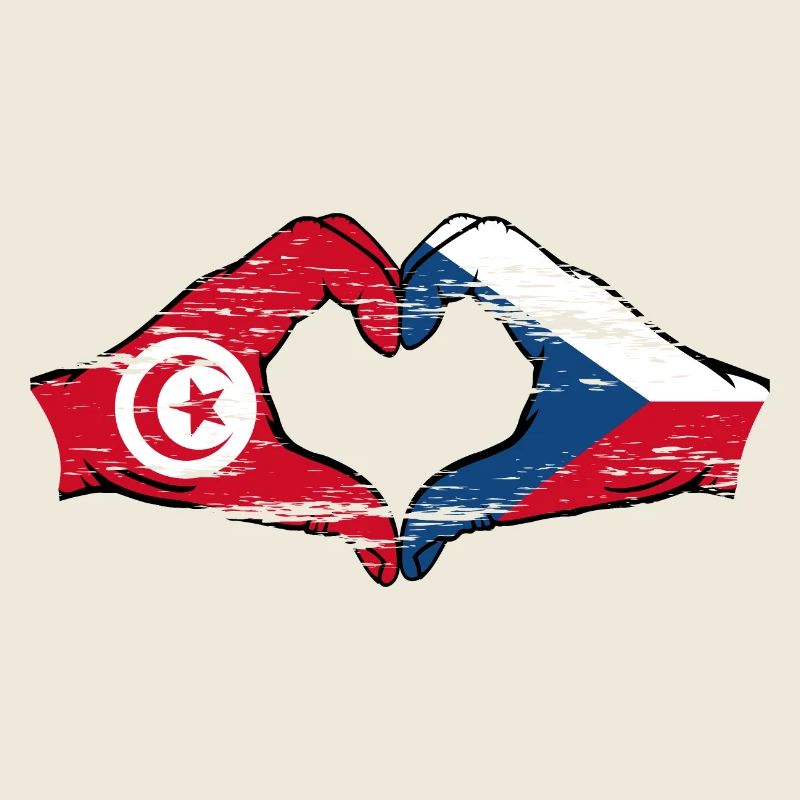 Tunisie Drapeau tchèque forme de coeur utilisé