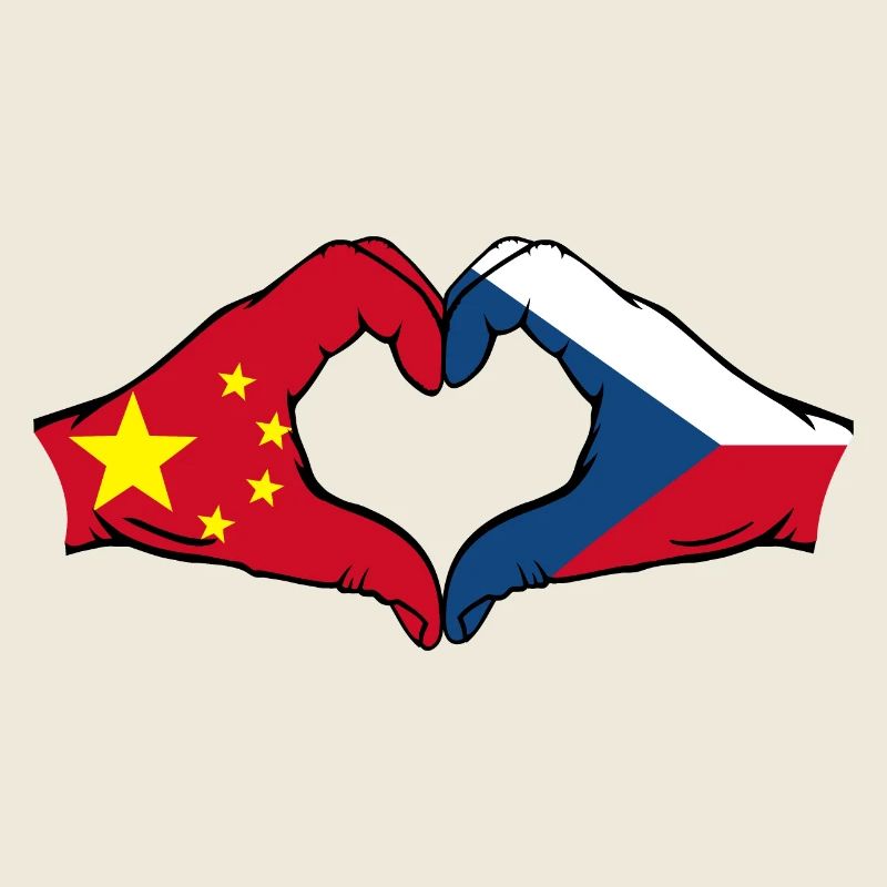 Chine République tchèque drapeau coeur