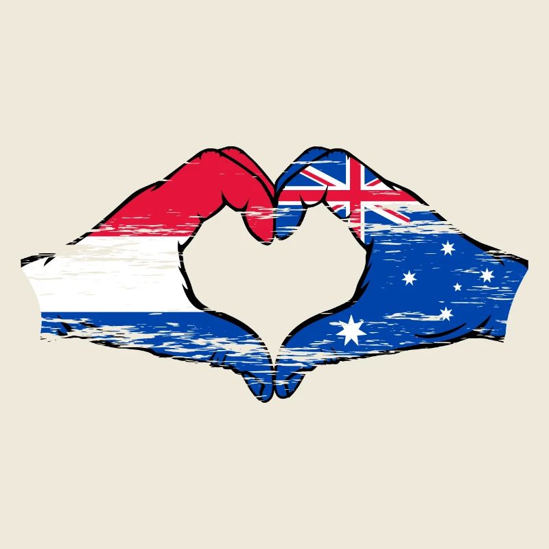 Holland Australia flag heart shape used