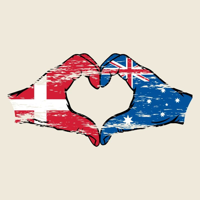 Dänemark Australien Flagge Herzform used