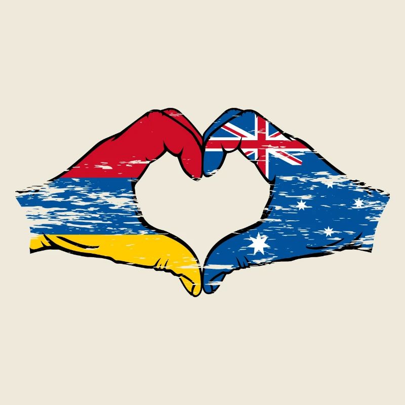 Arménie Australie Drapeau Mains Coeur Forme Utilisé