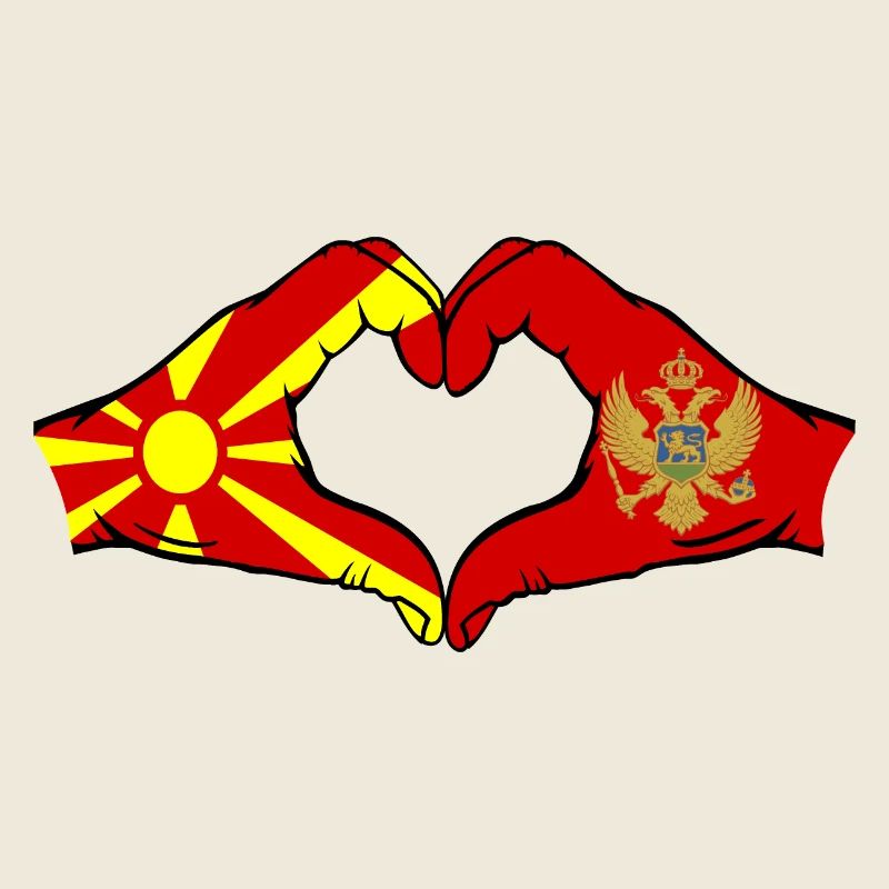 Macédoine Monténégro Drapeau Mains Coeur Forme
