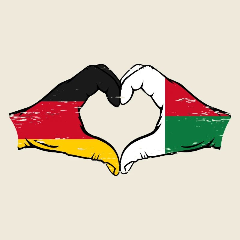 Germany Madagascar Flag Hands Heart Shape Used