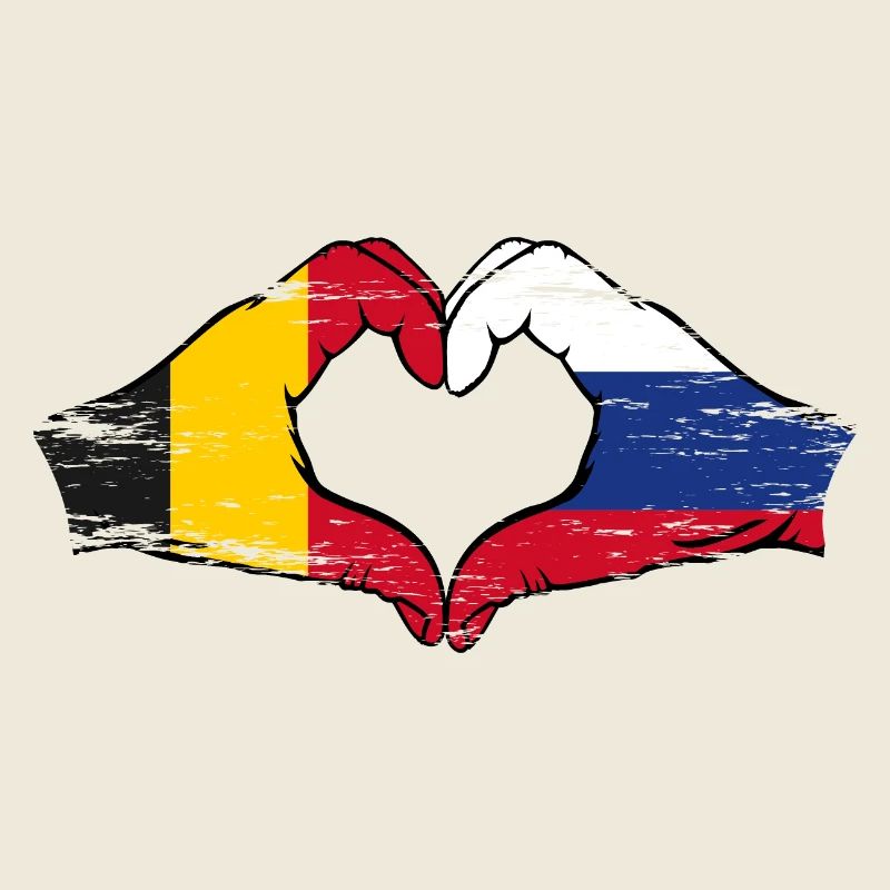 Belgique Russie mains forme de coeur utilisé