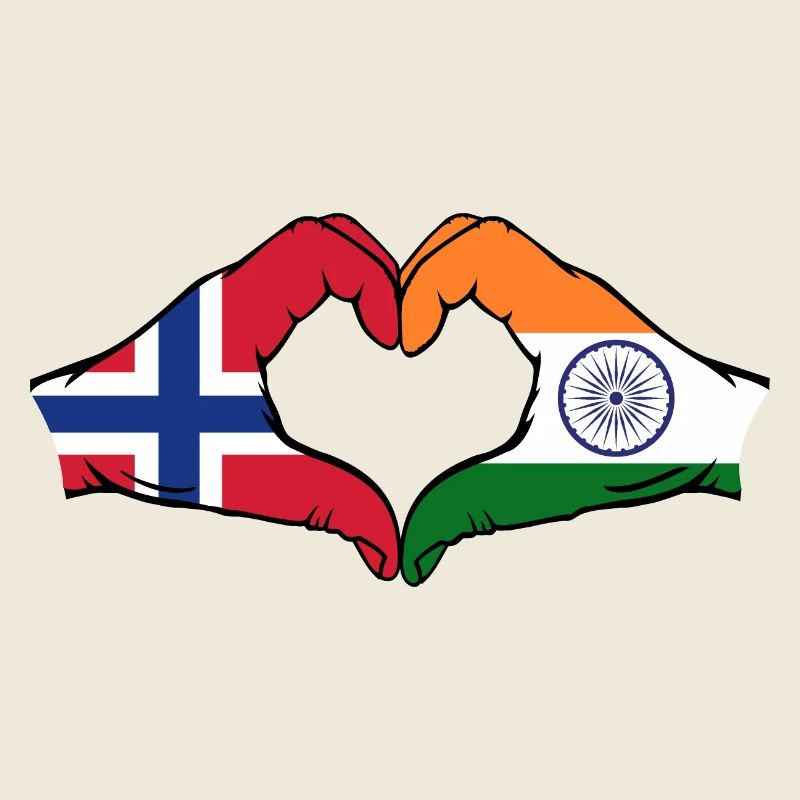 Norvège Inde mains en forme de cœur