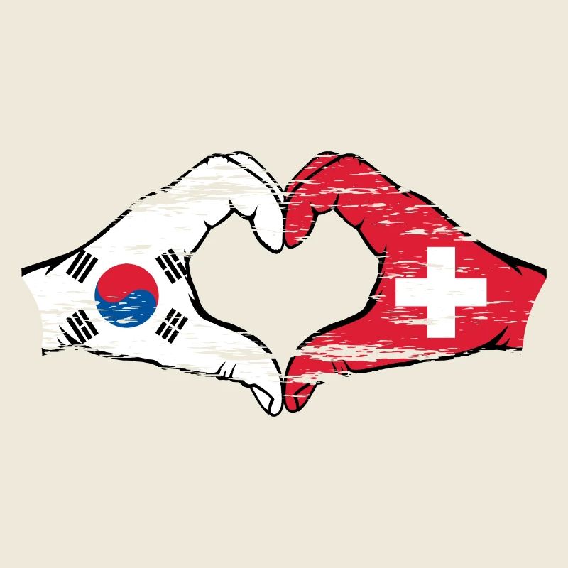 Corée du Sud Suisse Mains Coeur Forme Utilisé