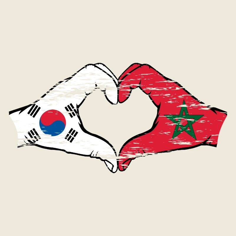 Corée du Sud Maroc mains forme de coeur utilisé