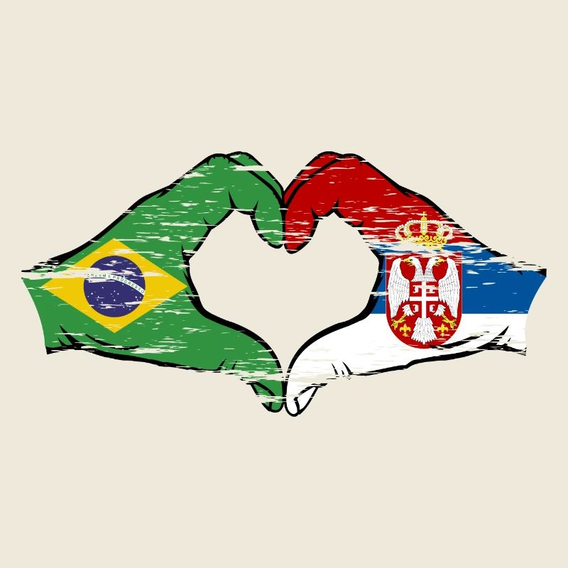 Brésil Serbie drapeau forme de coeur utilisé