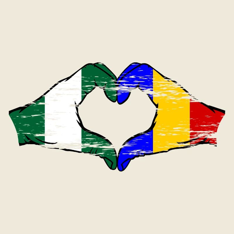 Nigeria Roumanie drapeau forme de coeur utilisé