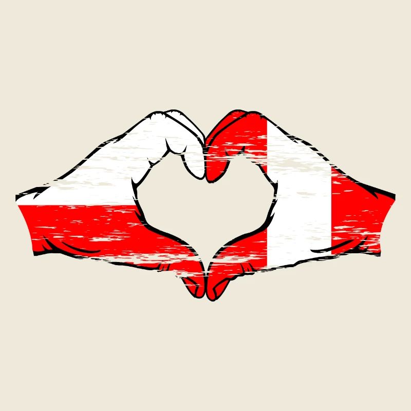 Pologne Pérou drapeau forme de coeur utilisé