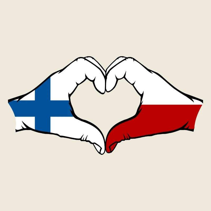 Finlande Pologne Drapeau Coeur Forme