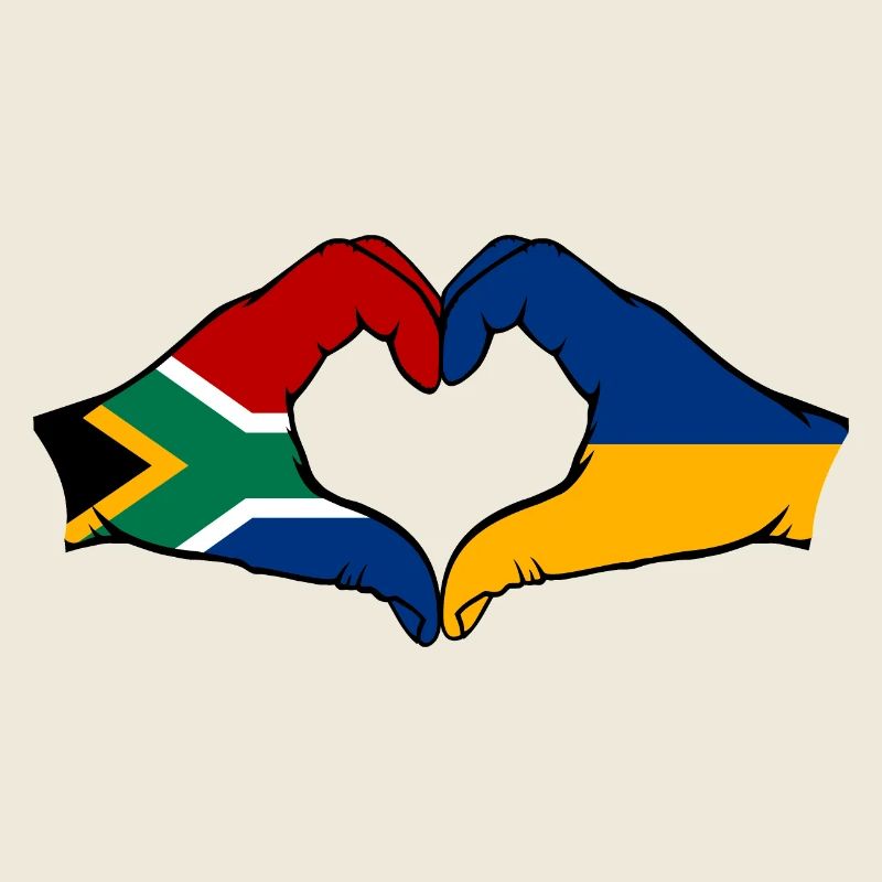 Afrique du Sud Ukraine Drapeau Mains Coeur Forme