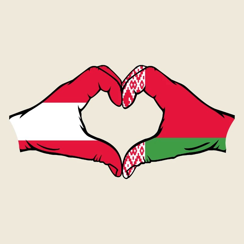 Autriche Biélorussie drapeau mains forme coeur