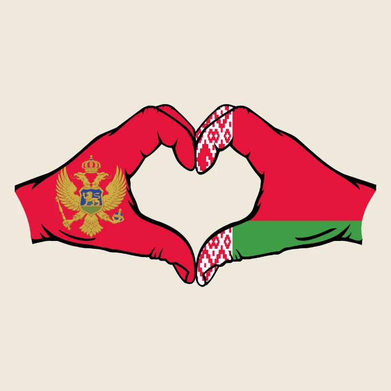 Monténégro Biélorussie Drapeau Mains Coeur Forme