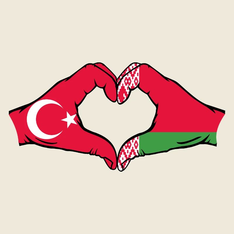 Turquie Biélorussie drapeau mains forme coeur