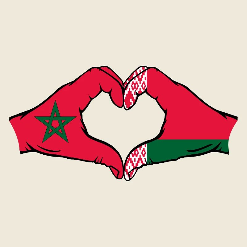 Maroc Biélorussie Drapeau Mains Coeur Forme