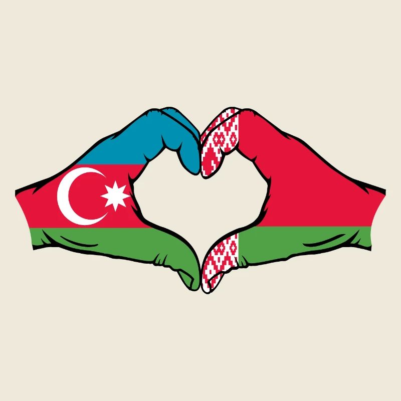 Azerbaïdjan Biélorussie Drapeau Mains Coeur Forme