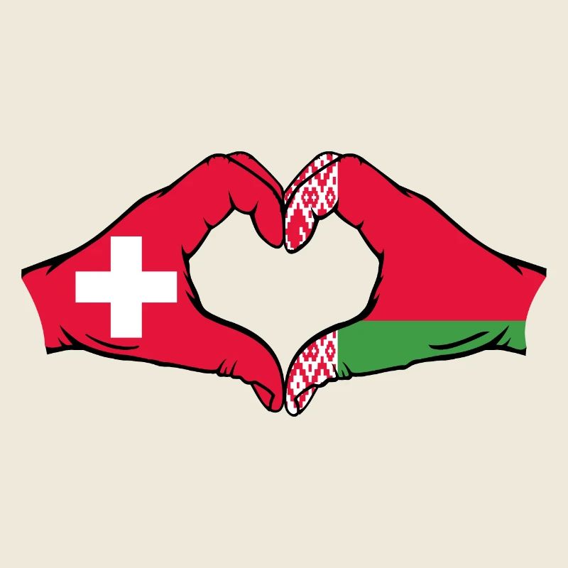 Schweiz Belarus Flagge Hände Herzform