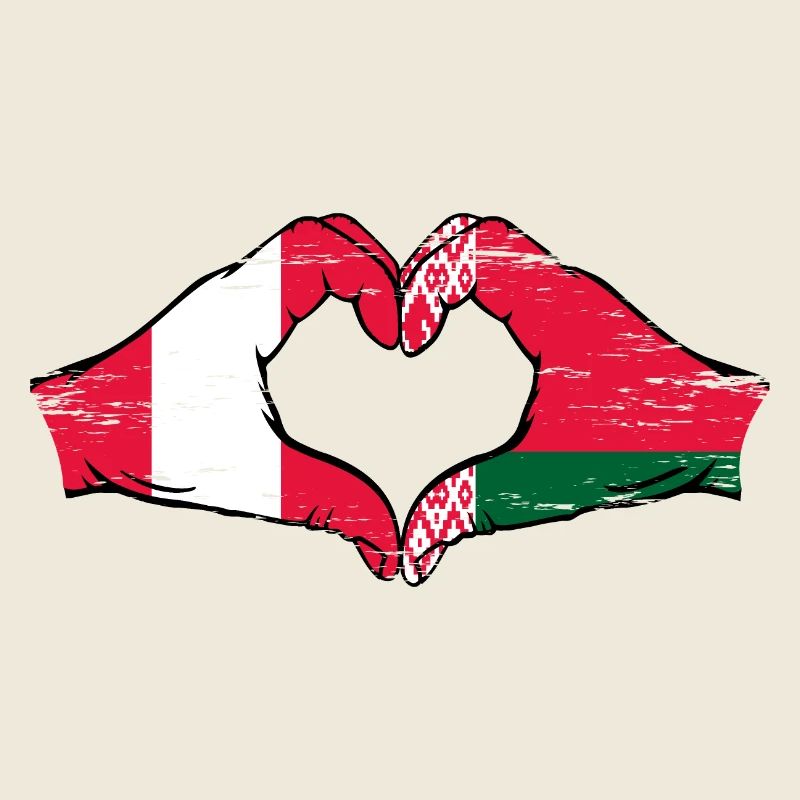 Peru Belarus Flagge Hände Herzform used