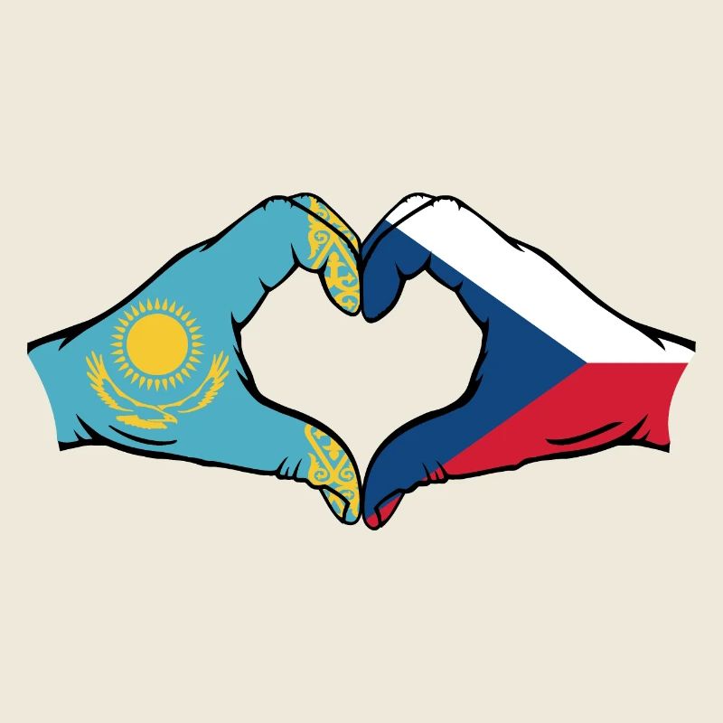 Kasachstan Tschechien Flagge Hände Herzform