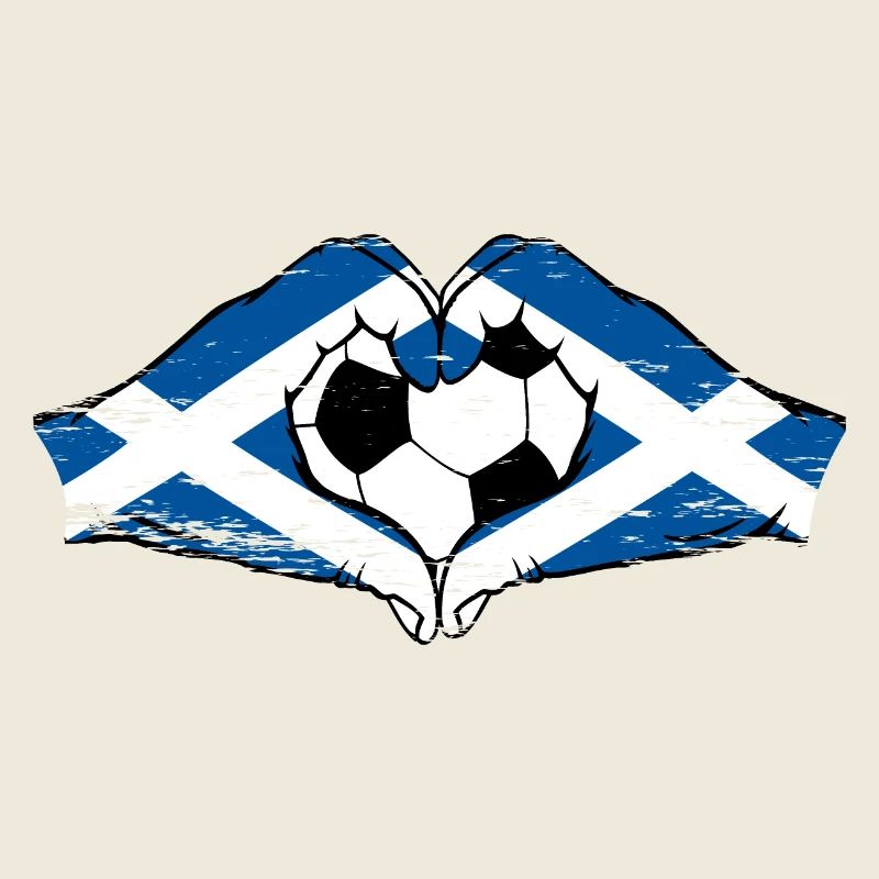 Forme de coeur de mains de football de drapeau d'Écosse utilisé