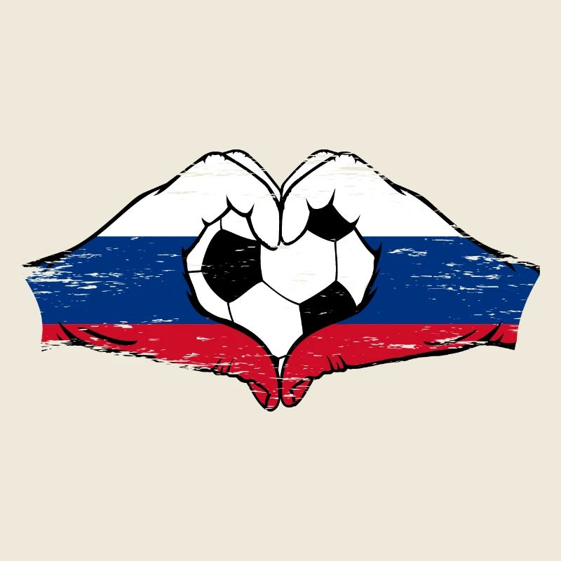 Russie drapeau football mains forme de coeur utilisé