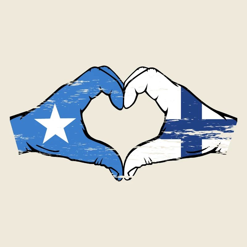 Somalie Finlande drapeau mains forme de coeur utilisé