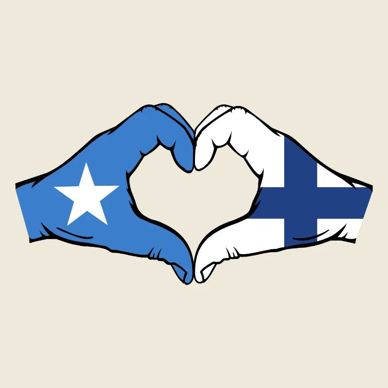 Somalie Finlande Drapeau Mains Coeur Forme