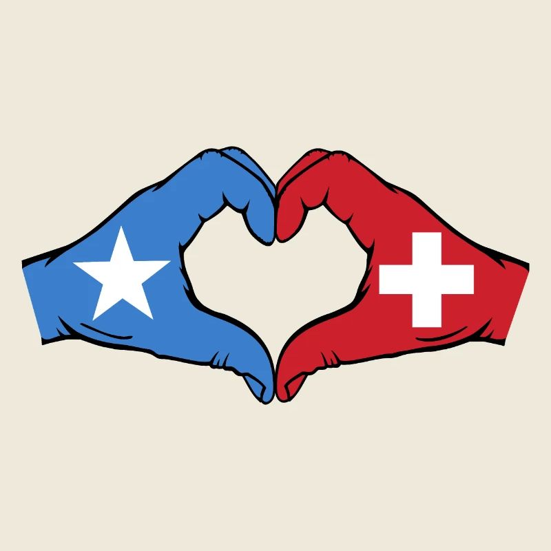 Somalia Switzerland Flag Hands Heart Shape